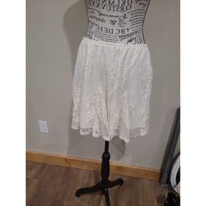 Wild Fable Women SZ M Ivory lace mini skirt pull on‎ flare fairy ballet whimsy
